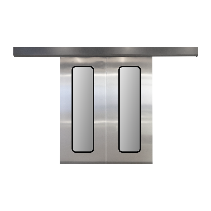 Puerta corredera automática de acero inoxidable